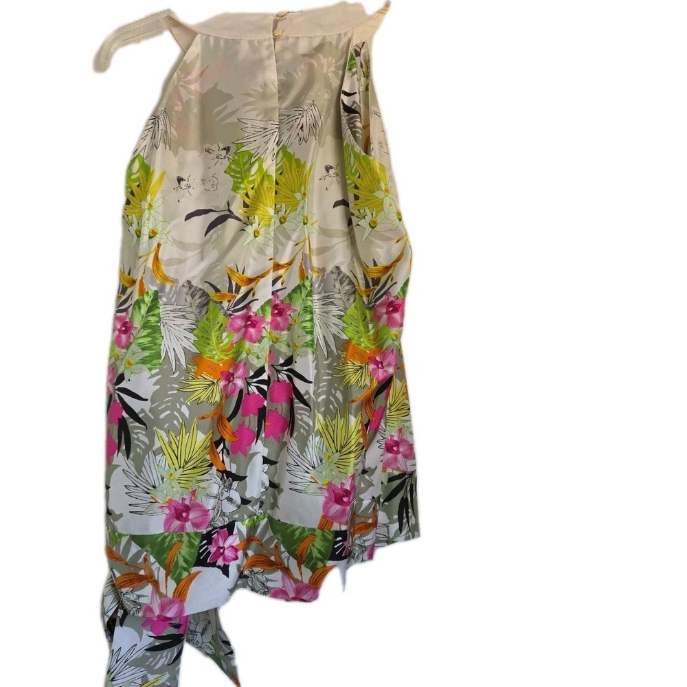 Per Se Women Silk Halter Tank Top Brown Button Sleeveless Size 12 - Picture 6 of 9